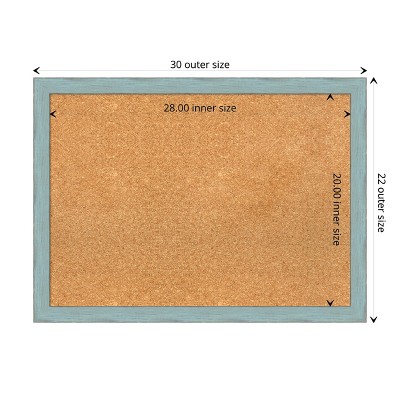 Sky Blue Rustic Wood Framed Cork Bulletin Board, 30" x 22"