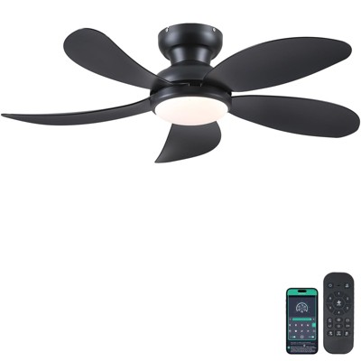 Kviflon 42 Inch Low Profile Modern Ceiling Fan, Reversible DC Motor,5 Blades,6 Speed, App and Remote Control