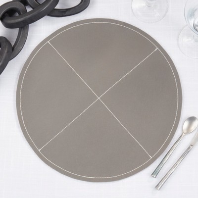 Gray Faux Leather Round Placemats Set of Four