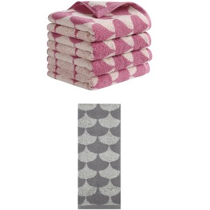 REGALWOVEN 5 Pack Cotton Soft Absorbent Geometric Pattern Hand Towels 13" x 29" - 1 of 4