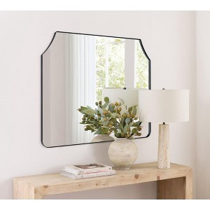 TEHOME 40 in. W x 32 in. H Large Arch Mantel Bathroom Mirror in Matt Black - 1 of 4