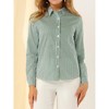 INSPIRE CHIC Women's Striped Button Down Roll-up Long Sleeves Point Collar Shirt - 2 of 4