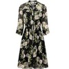 Hobemty Women's V-Neck 3/4 Sleeve Tie Waist Button-Down Floral Chiffon Dress - 2 of 4