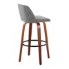 30" Mid-Century Modern Barstools Set of 2 with Swivel, Tufted Seat, and Wood Legs with Round Metal Footrest - 4 of 4