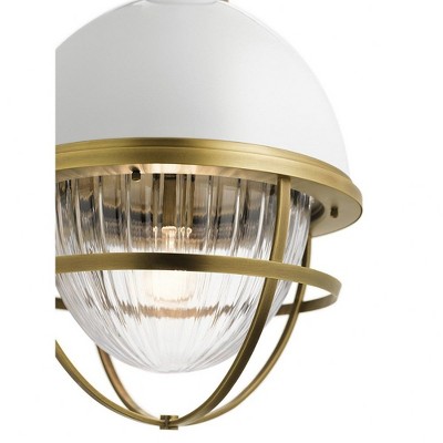 Tollis 16" Clear Ribbed Glass & Natural Brass Pendant Light