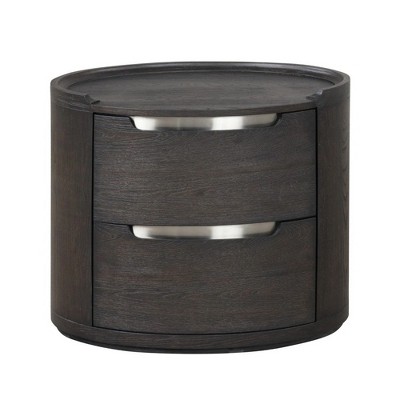 Royal Hampton Nightstand, 2 Storage Drawers, Black Poplar Wood, Nickel Trim