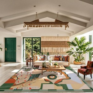 Lahome GST Contemporary Bohemian Abstract Short Pile Velvet Rectangular Indoor Area Rug - 1 of 4