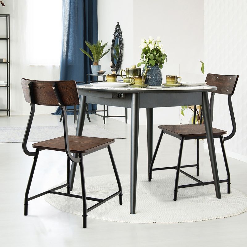 Costway Dining Room Chairs Set of 2 Modern Kitchen Dining Room Side Chair W/Metal Frame, 3 of 10