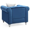Upholstered Elegant Armchair with Round Arms, Comfortable Seating and Easy Assembly for Living Room - 4 of 4