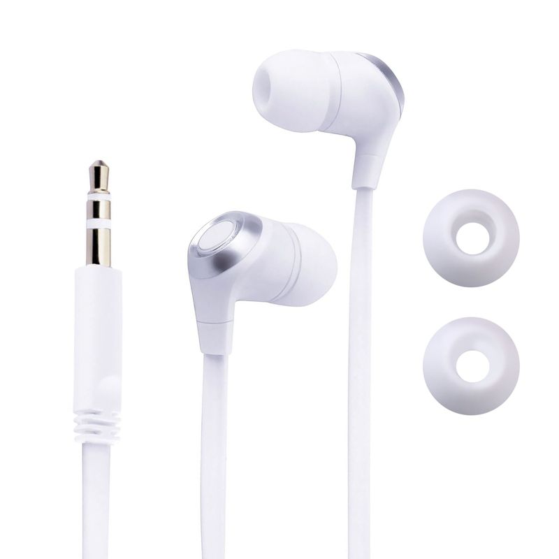 Insten 3.5mm Wired Earbuds, In-Ear Stereo Earphones & Headset for Android Smartphones, PC, Laptops, White/Silver, 5 of 8