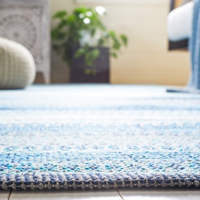 Coastal Charm Blue and Grey Cotton Handwoven Flatweave Rug - 3' x 5'