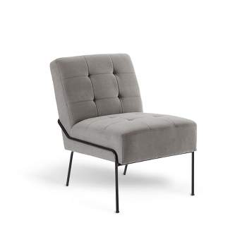 eLuxury Upholstered Tufted Accent Chair, Grey