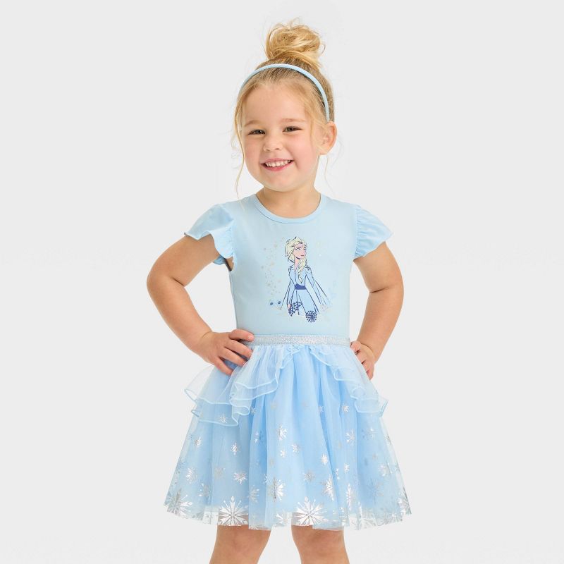 Toddler Girls' Disney Frozen Short Sleeve Tutu Dress - Blue, 1 of 4