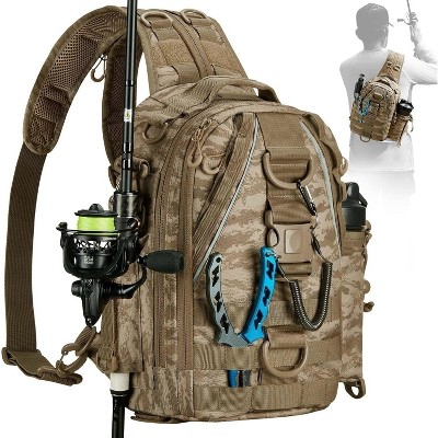 Fishing Backpack with Rod Holder, Lightweight Sling Bag Storge Gear and Equipment