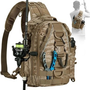 Fishing Backpack with Rod Holder, Lightweight Sling Bag Storge Gear and Equipment - 1 of 4