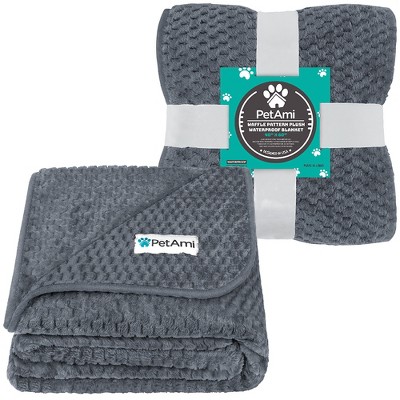 Large Charcoal Waterproof Fleece Dog Blanket
