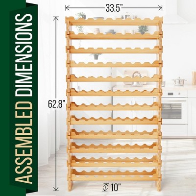 NutriChef Bamboo 12-Tier 108-Bottle Stackable Wine Rack