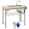 Outsunny Folding Fish Cleaning Table with Sinks, Outdoor Fillet Table with Faucet, Drainage Hose, Sprayer, Shelf, Drawer and Storage Basket - 4 of 4
