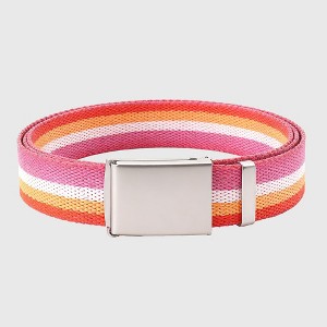 Anna-Kaci Women's Colorful Striped Canvas Belt with Silver Buckle - 1 of 4