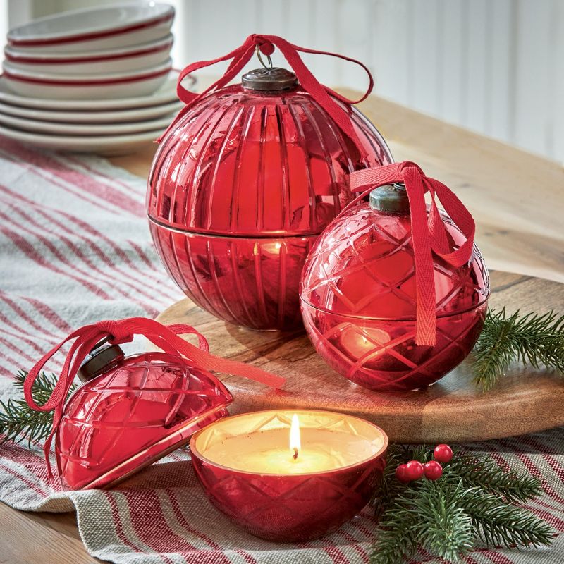 tag Portobello Red Glass Ornament Shaped Scented Soy Blend Candle, 4.0L x 4.0W x 4.5H-in., 2 of 3