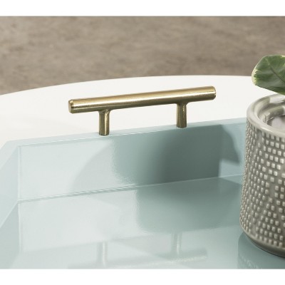 Lipton Spa Blue and Gold Hexagon Wood Decorative Tray, 18x15.5"