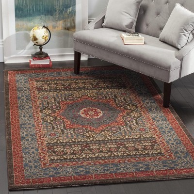 Rectangular Red Easy Care Stain-Resistant Area Rug