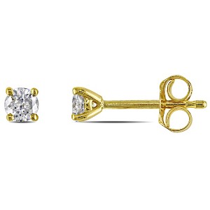 EVERLY JEWELRY | 14k Yellow Gold 1/4 CT TGW Martini Style 4-Prong Solitaire Earrings - 1 of 4