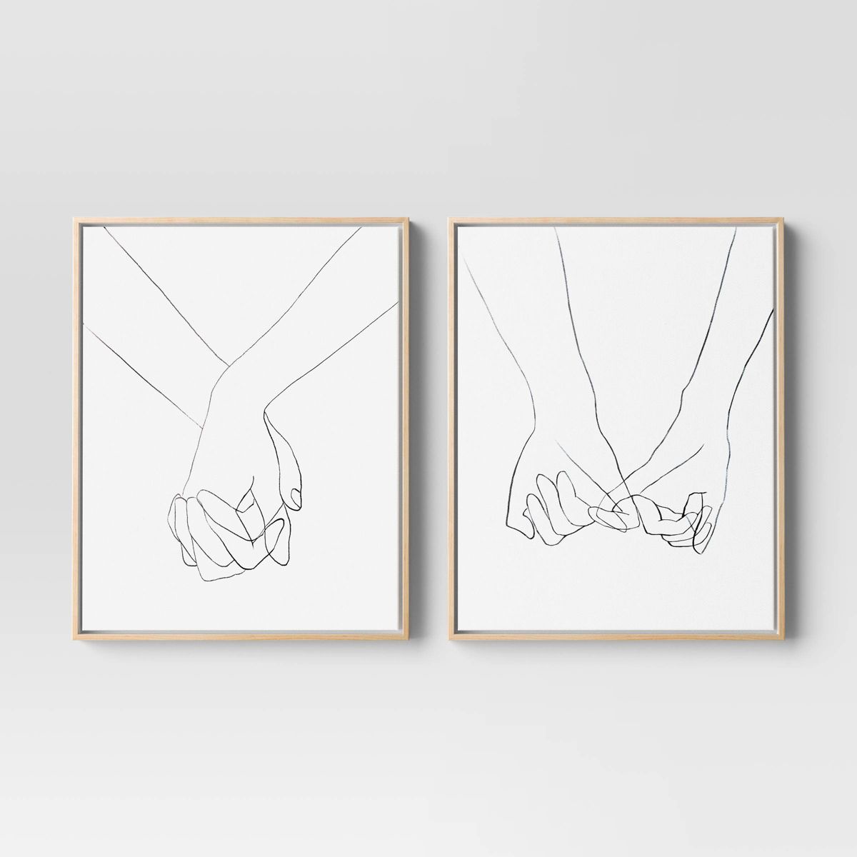 (Set of 2) 16" x 20" Hands Framed Canvas - Threshold™: Modern Wall Art, Vertical Orientation, Sawtooth Back