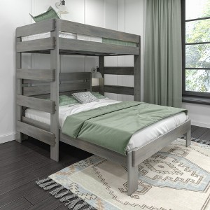 Max & Lily Solid Wood Modern Farmhouse Bunk Bed, L-Shaped Twin over Queen Bed Frame For Kids - 1 of 4