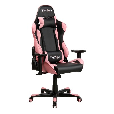 Vynxaria Techni Sport Ergonomic High Back Racing Gaming Chair, Pink Reclining 150°, Memory Foam Seat Adjustable, 250lbs Capacity