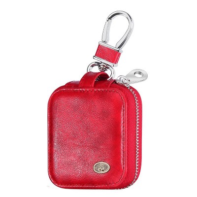 Valor Leather Full Protective Carrying Case w/ Hookups Compatible with Hookups Apple AirPods 1/2, Red