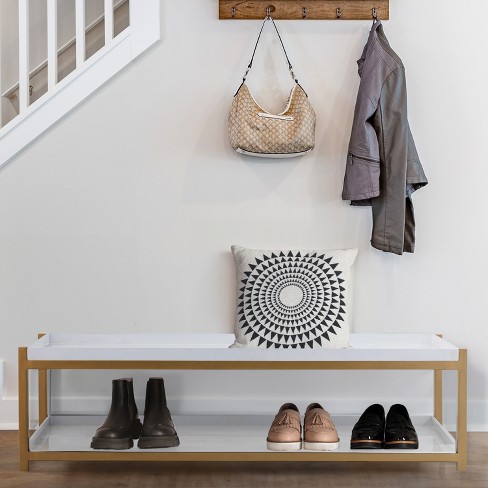 Tangkula 3-tier Industrial Shoe Rack Entryway Bench With Mesh Storage Shelf  : Target