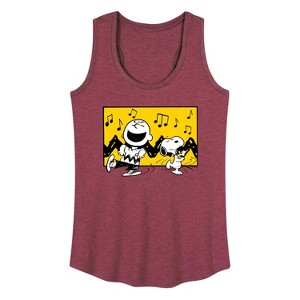 Women's - Peanuts - Charlie And Snoopy Dance Time Graphic Racerback Tank - 1 of 4