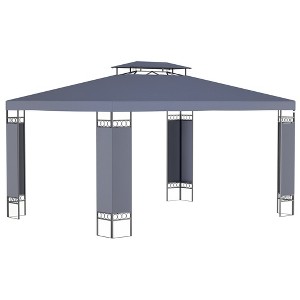 Aghana Digitals 10'x13' Gray Patio Gazebo with Double Vented Roof, Steel Frame & Screened Design - - 1 of 4