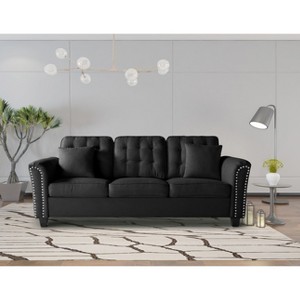 DOMETOUR 85.4 Inch Flare Arm Sofa for Living Room Bedroom Apartment, Modern Upholstered Couch with 2 Pillows - 1 of 4