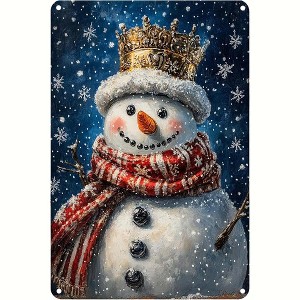 Lomsoe Christmas Metal Sign Snowman Metal Tin Sign Vintage Signs Retro for Winter Wreath Home Yard Garden Bar Cafe Decor Christmas Gift 8x12 Inch - 1 of 1