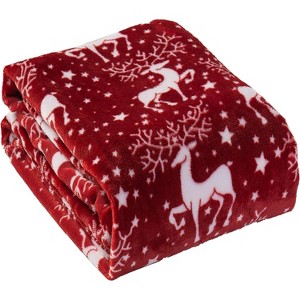 Lomsoe Christmas Reindeer Blanket Holiday Printed Flannel Throw Blanket Perfect Holiday Decor Gift for Family Friends Christmas Gift. - 1 of 4