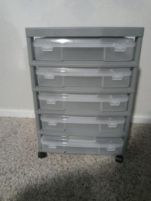 Iris 5-Drawer Storage Cart, Gray/Translucent White (585086)