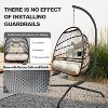 Gulches Indoor Outdoor Wicker Rattan Swing Egg Chair with Stand, C-Type Bracket, Cushion, Pillow & Removable Guardrail Cup Holder - 4 of 4