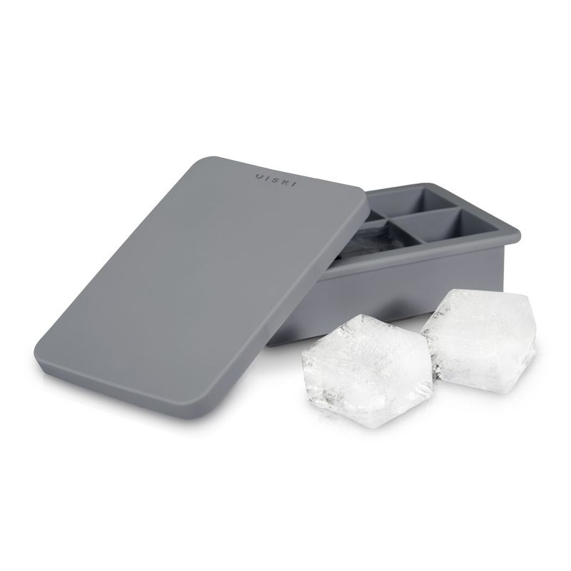 Viski Highball Ice Cube Tray with Lid | 1.5-Inch Ice Trays & Molds, Grey, 4 of 9