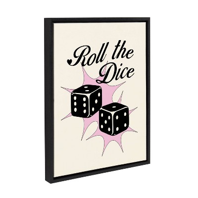Kate & Laurel All Things Decor 18"x24" Roll The Dice Pink Framed Canvas by Alli Standefer Black