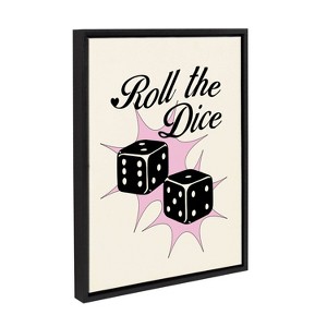 Kate & Laurel All Things Decor 18"x24" Roll The Dice Pink Framed Canvas by Alli Standefer Black - 1 of 4
