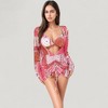 Anna-Kaci Swim Women's 3 Piece Bikini Swimsuit Set with Patchwork Print Triangle Top High Waist Bottom and Ruched Long Sleeve Cover-Up - 2 of 4