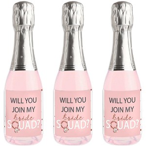 Big Dot of Happiness Will You Join My Bride Squad? - Mini Wine and Champagne Bottle Label Stickers - Rose Gold Bridesmaid Party Favor Gift - 16 Ct - 1 of 4