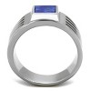 Slickblue Men’s Wide Band Ring with 9.9mm Square Lapis Montana Stone in Polished Silver Stainless Steel, Sizes 8-14 - 3 of 4