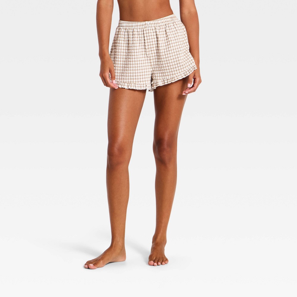 Women's Ruffle Trim Boxer Shorts - Wild Fable™ Tan L