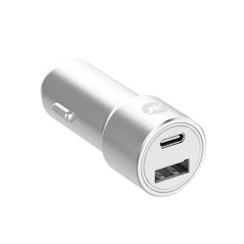 Just Wireless Pro Series 42W 2-Port USB-A & USB-C Car Charger - Silver & White