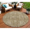Brown Beige And Ivory Oriental Washable Indoor Outdoor Area Rug - 2 of 4