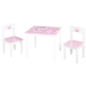 Roba: Kids Wooden Table & 2 Chairs Set, Pink Princess theme - 1 of 4