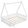 CAVINAS Twin Size Floor Bed Tent-Shaped Sleek Pine Bed Frame with Guardrail and Door for Bedroom - 4 of 4